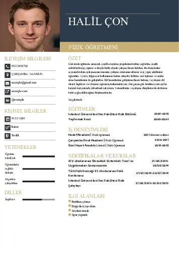 Fizik Öğretmeni CV Örnekleri cv indir